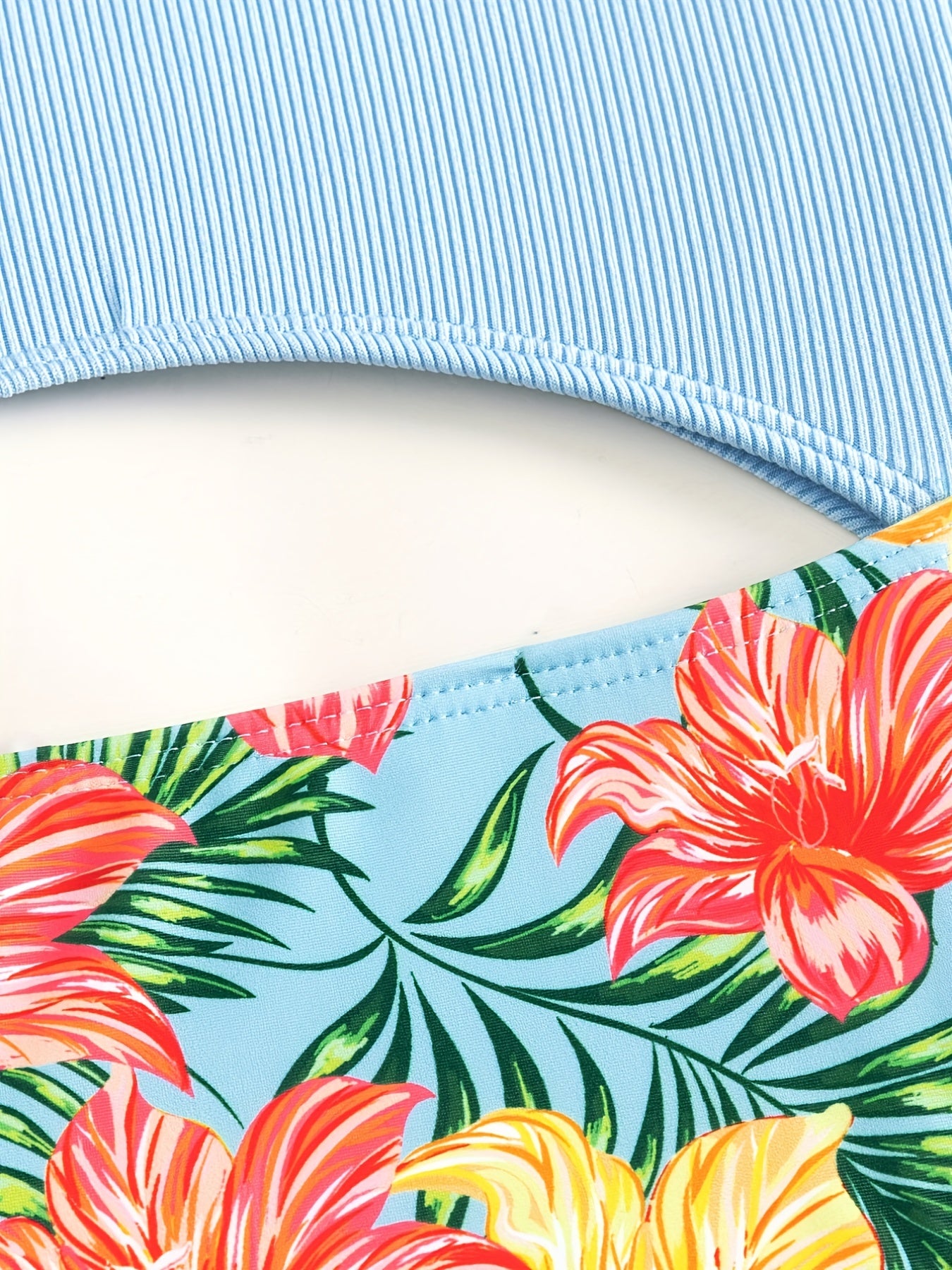 Girl's Tropical Plant Print Tankini Swimsuit & Cover Up