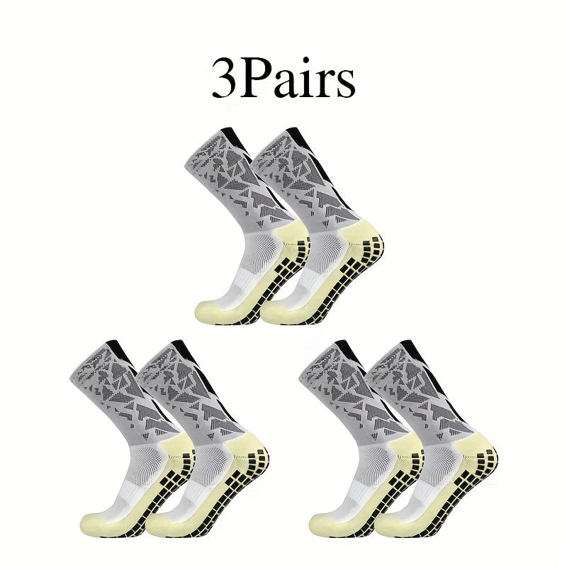 Geometric Pattern Soccer Socks Breathable Non-slip Mid-calf