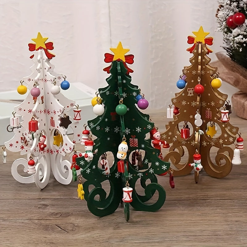 Funny Wooden Christmas Tree Decor with Small Pendants - Home and Office Decor