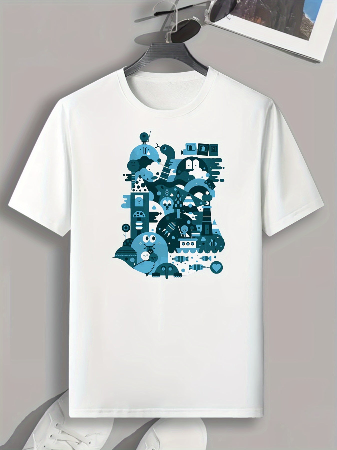 Cartoon Print Men's Graphic Tee Summer Casual Comfy Tshirt
