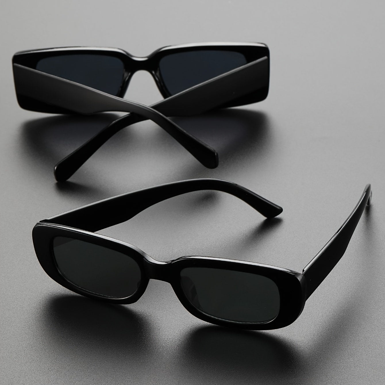 Square Frame Sunglasses Vintage Eyewear With Glasses Case