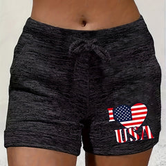 Print Drawstring Casual Shorts for Women