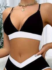 Colorblock Plunge Bra Wireless Lingerie