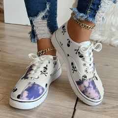 Women's Skull Print Sneakers Casual Halloween Shoes