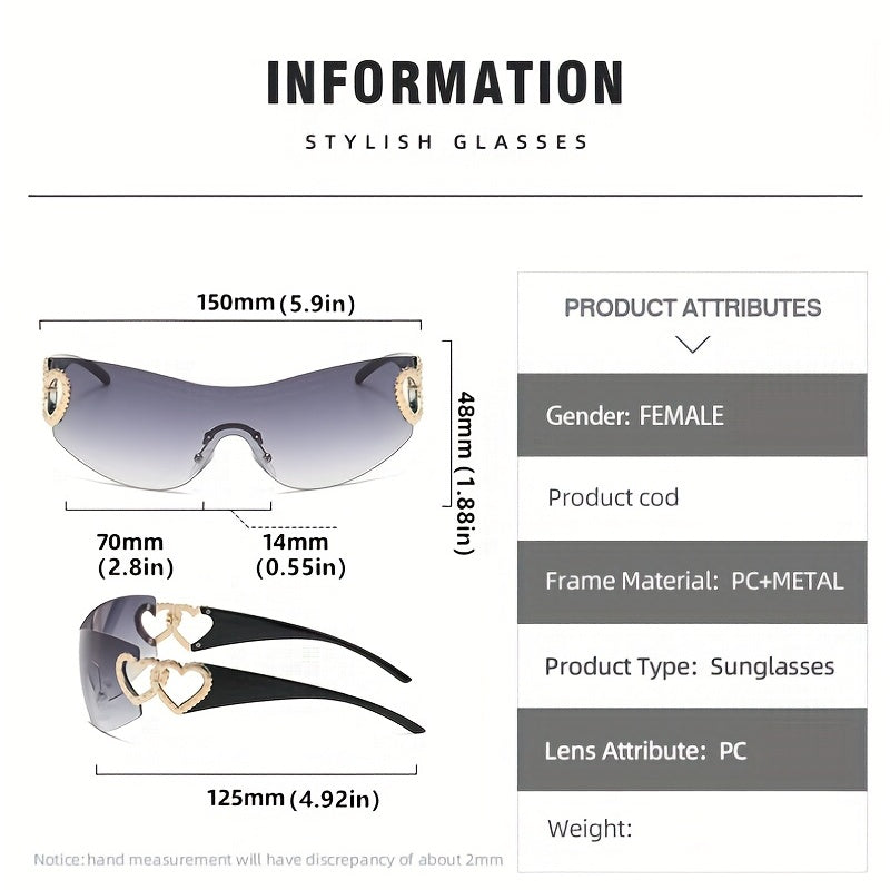 Y2K Sunglasses Rimless Gradient Lens Oversized Futuristic Eyewear UV400