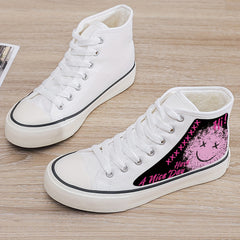 Graffiti Face Print Plush Lined Sneakers