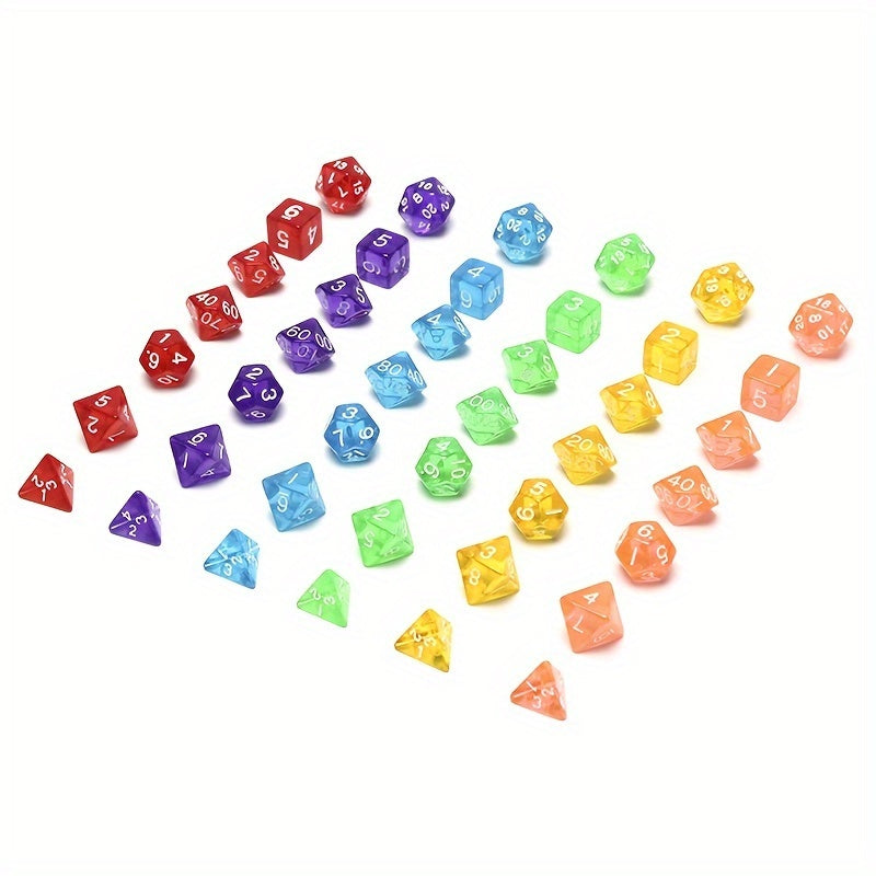 7pcs Transparent Dice Set D4 D6 D8 D10 D12 D20 6 Colors