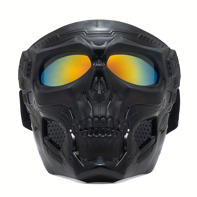 Skull Mask Full Face Tactical Masks PC Lens Halloween Motorcycle Goggles