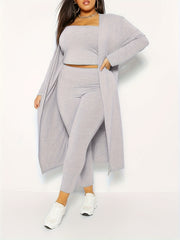 3-Piece Basic Outfits Set: Tube Top, Pants, Cardigan