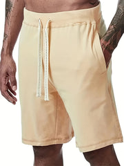 Cotton Drawstring Cargo Shorts Men's Casual Solid Cargo Shorts