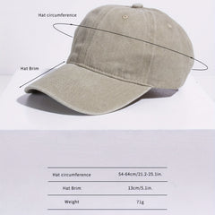 Solid Washed Baseball Cap for Outdoor Sports