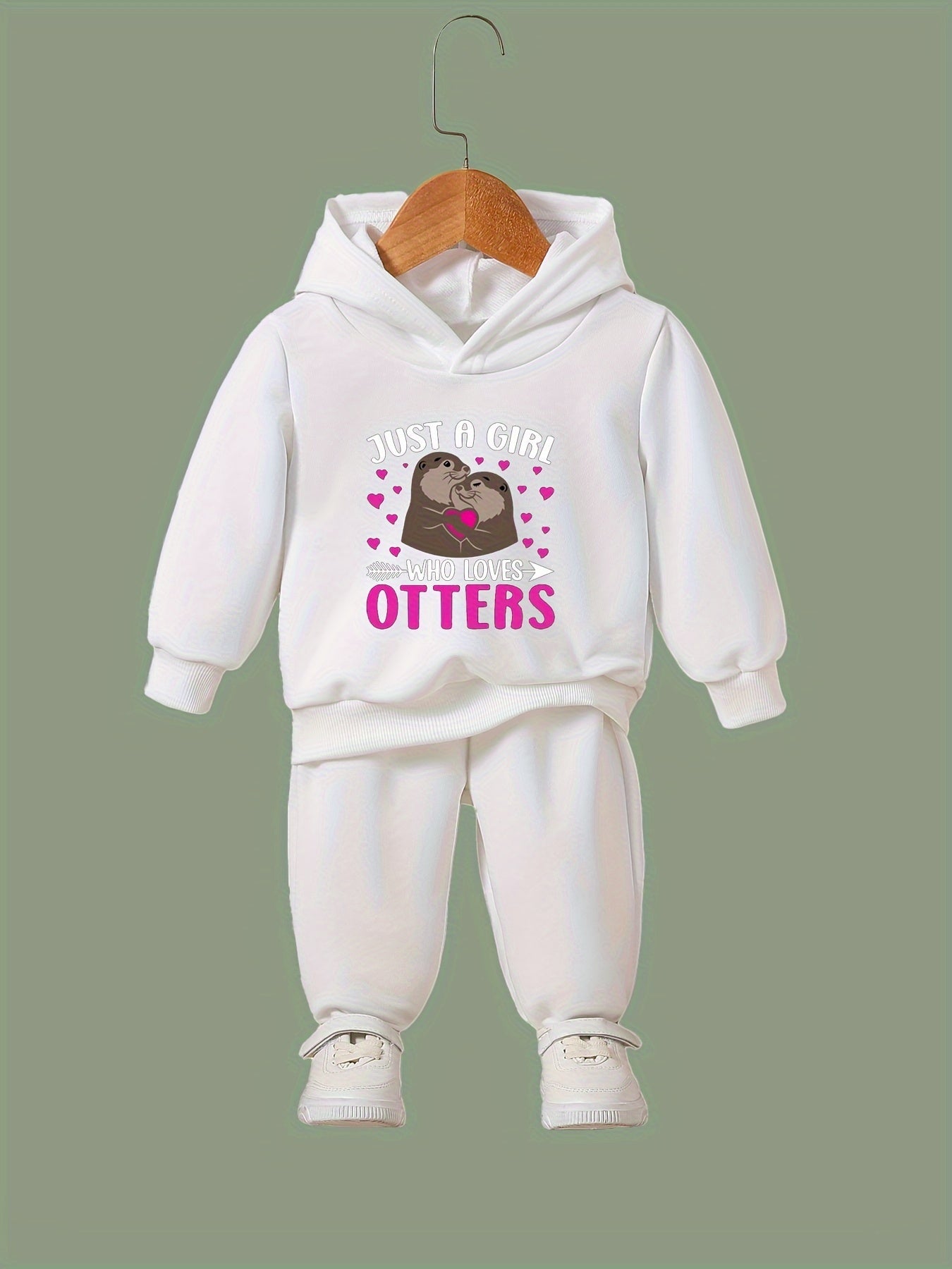 OERYUI Hooded Pullover Pants Set JUST A GIRL WHO LOVES OTTERS Print