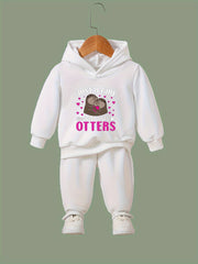 OERYUI Hooded Pullover Pants Set JUST A GIRL WHO LOVES OTTERS Print