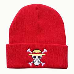 1pc One Piece Anime Embroidered Knitted Hat Men's Warm Wool Hat