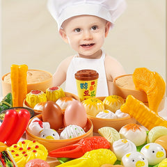 Kids Kitchen Toy Set Snacks, Steamed Buns, Breakfast, Hamburger, Fruit, Pizza