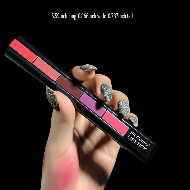 Matte Velvet Lipstick Set Red Nude 5 in 1 Moisturizing Waterproof Lip