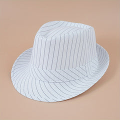 Solid Striped Jazz Fedora Cap Lightweight Summer Sun Hat