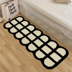 Plaid Area Rug Hand Washable Polyester Mat for Home Hotel Decor