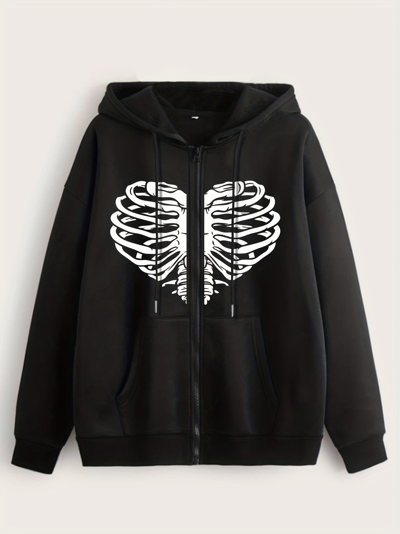 Halloween Goth Sweatshirt Women's Plus Heart Skull Print Long Sleeve