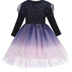 Girls Puff Sleeve Tutu Princess Dress for Christmas Party