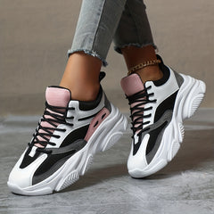 Chunky Sneakers Mesh Breathable Lace Up Running Shoes