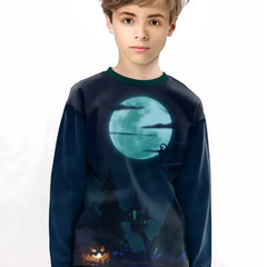 3D Pumpkin Moon Long Sleeve T-shirt Kids Street Wear
