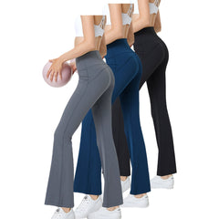 High Waist Yoga Flare Pants with Tummy Control and Pockets