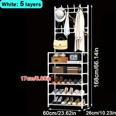 Shoe Storage Rack With Clothes Shelf Vertical Hanging Clothes Stand