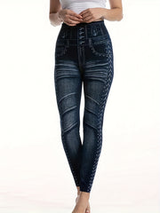 Denim Print Yoga Leggings Jeans Sports Running Tight Pants