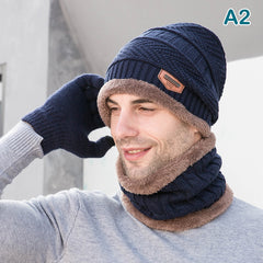Winter Warm Hats & Scarf Set Pompom Cap Windproof Beanie