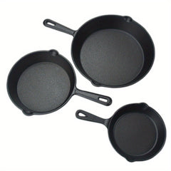 3pcs Saute Fry Pan Pre Seasoned Cast Iron Skillet Set Nonstick Frying Pan