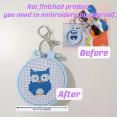 Cartoon Cross Stitch Key Ring Kit for Bag Decoration