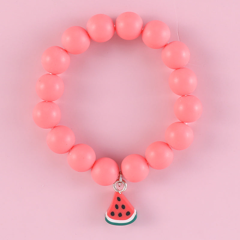 Girls Soft Pottery Fruit Pendant Kids Bead Bracelet