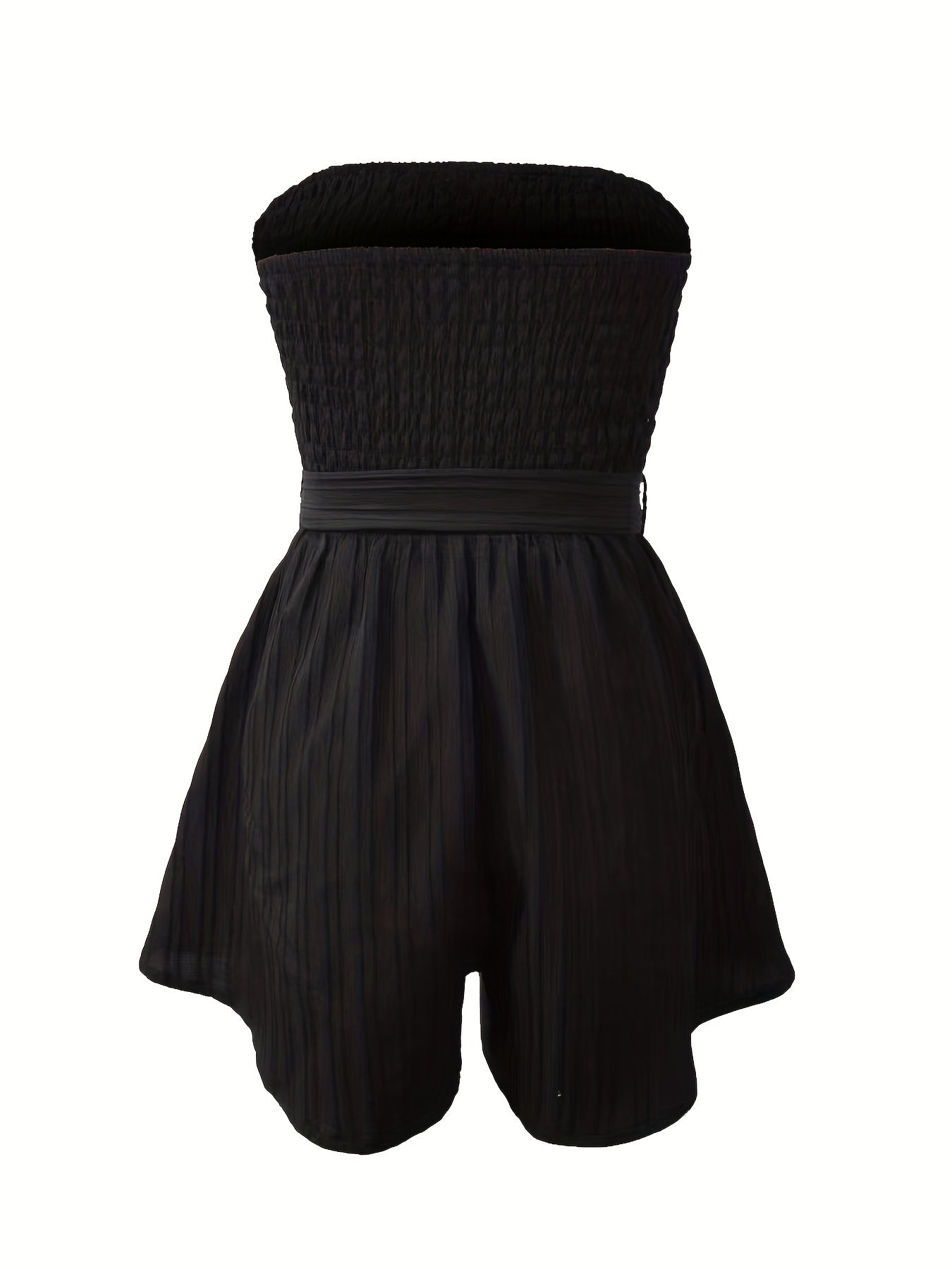 Off Shoulder Solid Ruched Wide Leg Romper