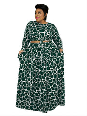 Women's Graphic Print Crop Top & Wide Leg Pants 2pcs Set