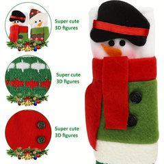 3pcs Snowman Christmas Fridge Handle Covers Kitchen Appliance Protector