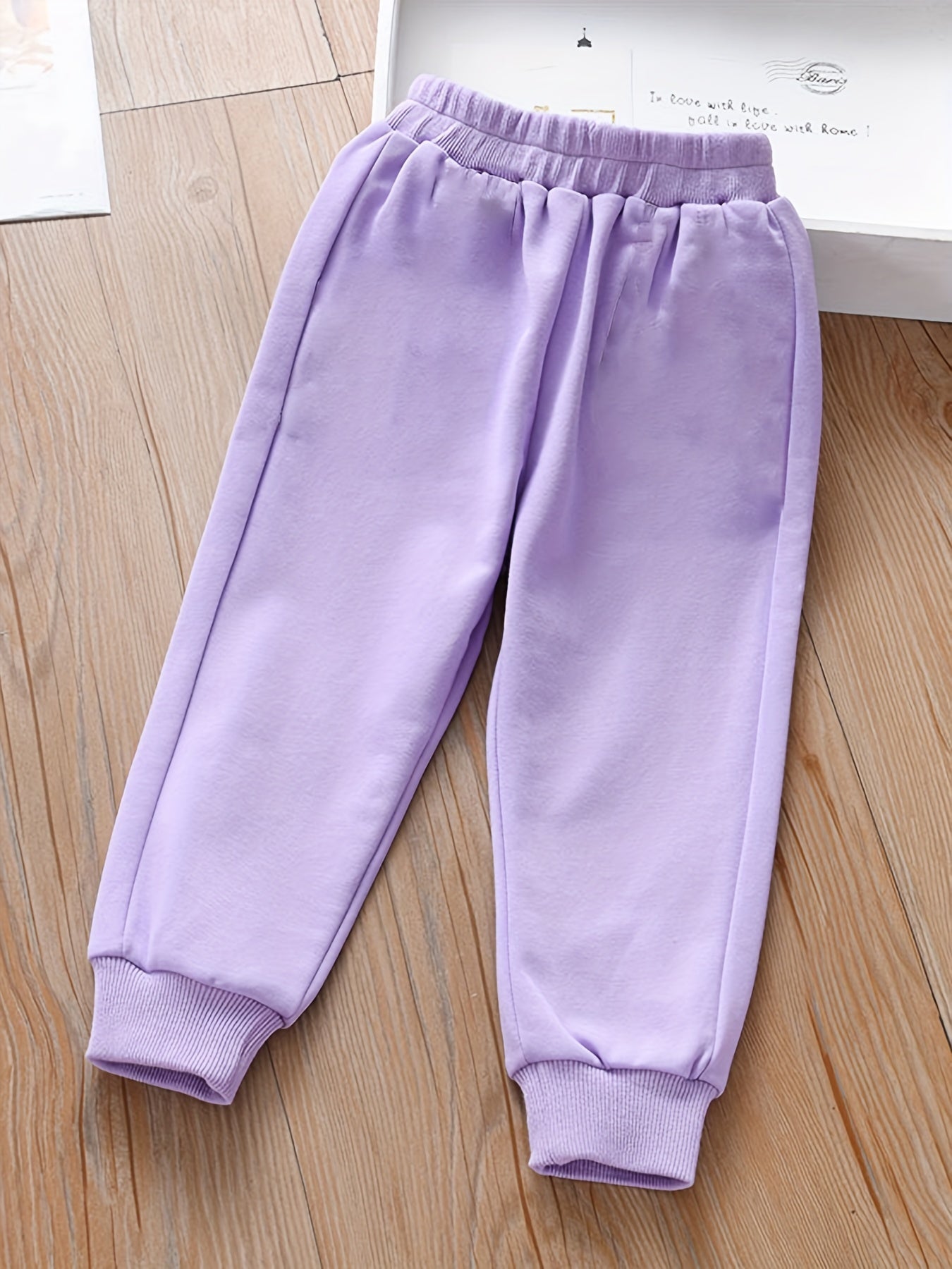 Girls Bunny Embroidered Jogger Pants for Spring Fall