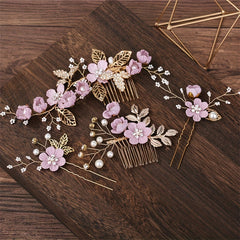 4pcs Flowers Hair Combs Bridal Head Accessories Decoration
