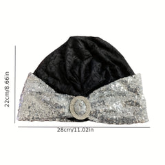 Sequin Decor Beanie Lace Bowknot Head Wrap