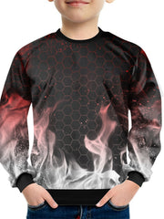 Teens Flame Geo 3D Print Sweatshirt Kids Casual Pullover Street Wear