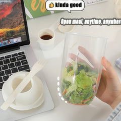 Portable Mason Cup with Fork Lid for Breakfast Salads Sauces - Outdoor Fitness