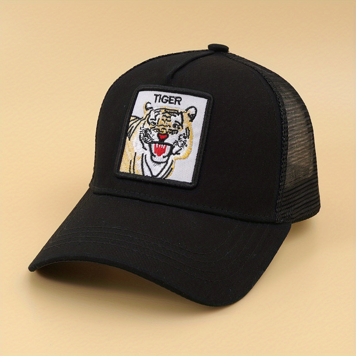Tiger Embroidery Patch Trucker Hat Mesh Breathable Baseball Cap