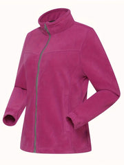 Women's Fleece Zip Thermal Jacket Sports Coat Turtle Neck Activewear