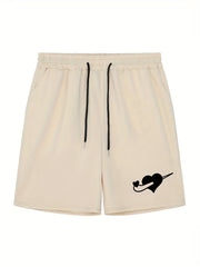 Men's Love Graphic Drawstring Shorts for Workout Fitness
