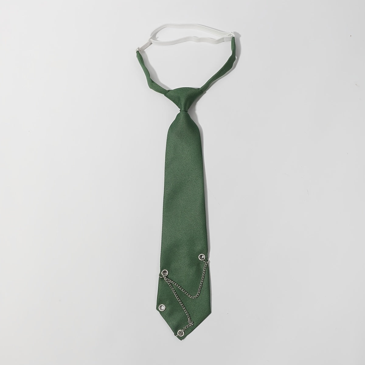 Green Decorative Tie With Chain For Men Unisex Casual Tie