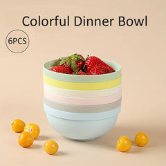 6pcs Plastic Meal Bowl Set for Home and Outdoor Camping Picnic