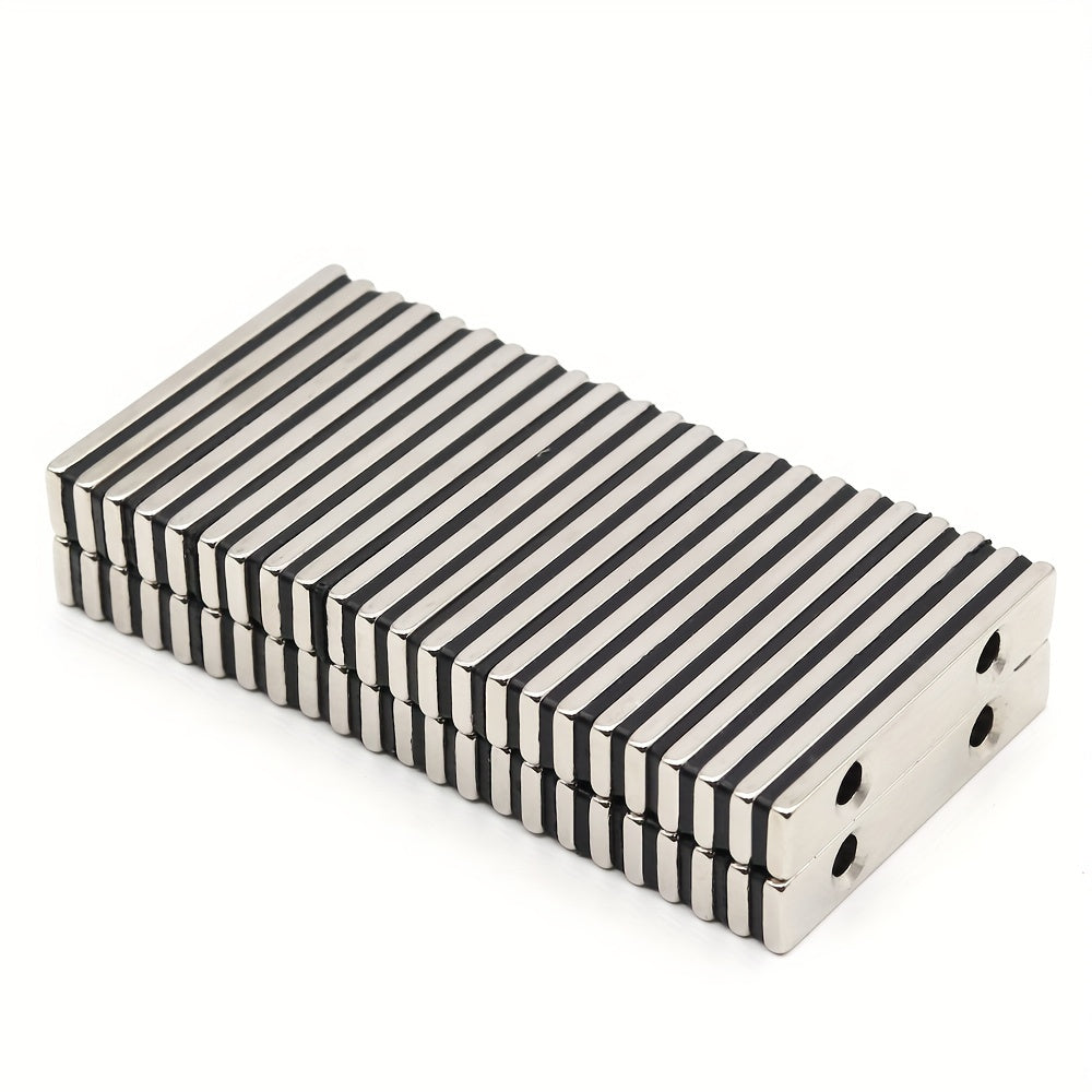 5pcs NdFeB Hardware Strong Magnet 50x10x5mm Square Two Holes