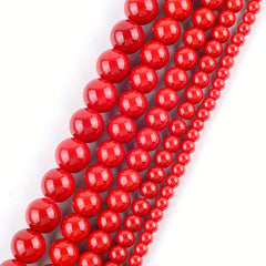 Red Coral Stone Round Loose Beads 4-12mm Spacer Beads DIY Jewelry Making