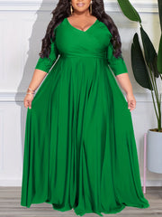 Long Sleeve Surplice Neck Maxi Wedding Dress