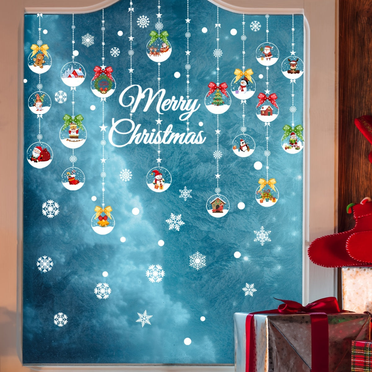 Christmas Tree Snowflake Glass Sticker - Bedroom Furniture Decor